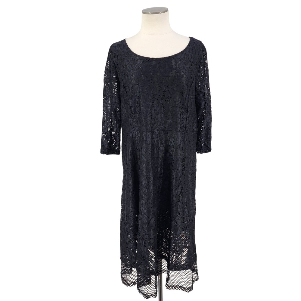 Black Lace Dress Gothic Whimsigoth Dark Fairy Midi Glam Gala Witchy Sheer 3XL